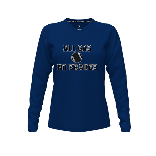 [FTLVCFNV-FYXS-LOGO2] Decker Comfort T-Shirt (Female Youth XS, Navy, V Neck, Logo 2, Long Sleeve)