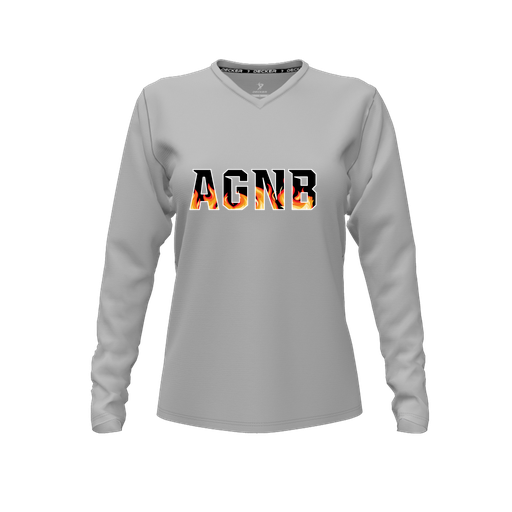 [FTLVPTGY-FYXS-LOGO1] Decker Performance T-Shirt (Female Youth XS, Gray, V Neck, Logo 1, Long Sleeve)