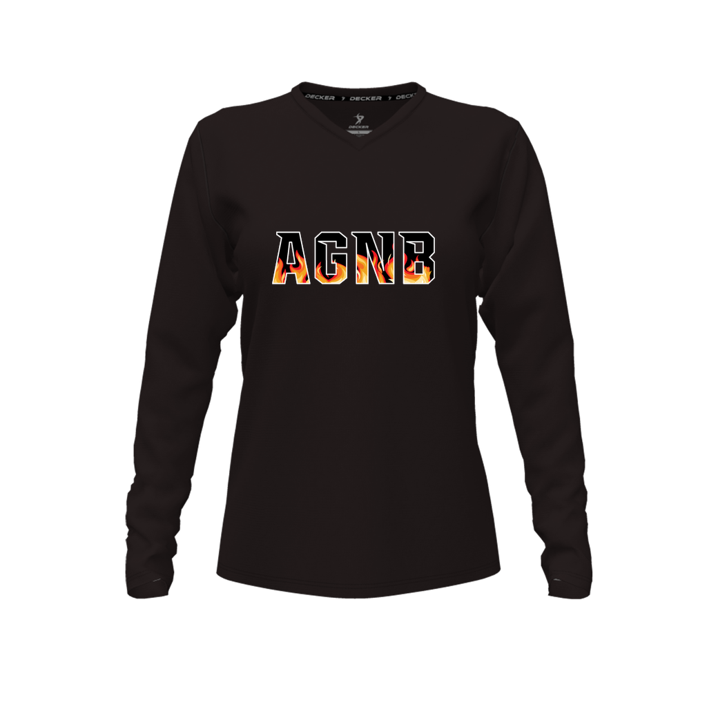 [CUS-DFW-TEES-CMF-VNK-LSL-BLK-FYXS-LOGO1] Decker Comfort T-Shirt (Female Youth XS, Black, Crew Neck, Long Sleeve, Logo 1)